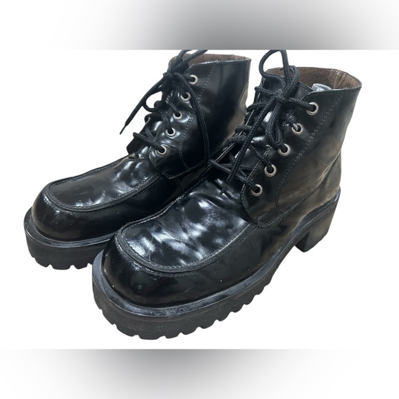 Bed Stu Protege Quatro Men’s Boots Black Leather Biker Back Lace Up Sz 9B6
